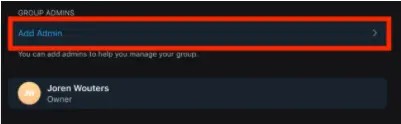 添加新的群组管理员 - 点击Add Administrator